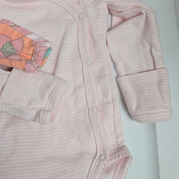 Carter's Newborn Floral Kimono Side Snap Bodysuit 2pc Set Pink Onesie Baby Girl - Picture 9 of 11